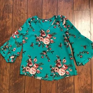 Green Floral Top